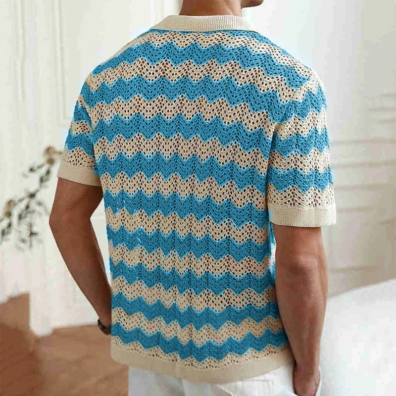 Marco Zigzag Crochet Knit Shirt