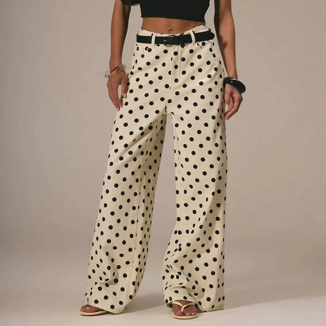 Polka Dot Wide-Leg Trousers
