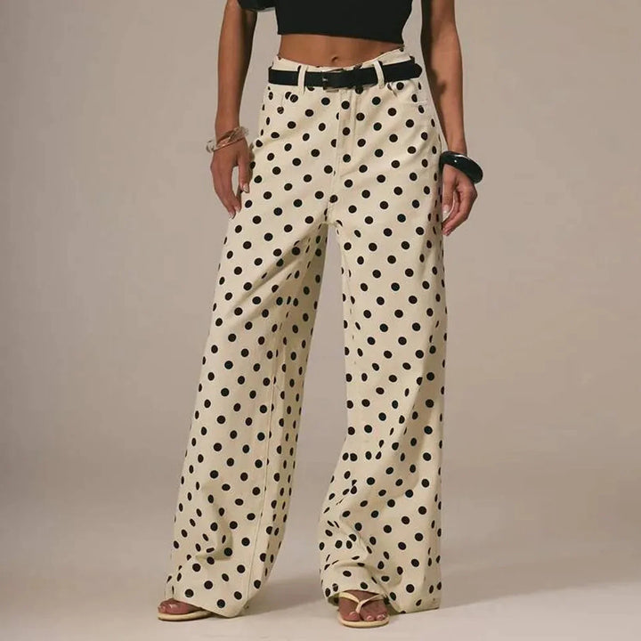 Polka Dot Wide-Leg Trousers