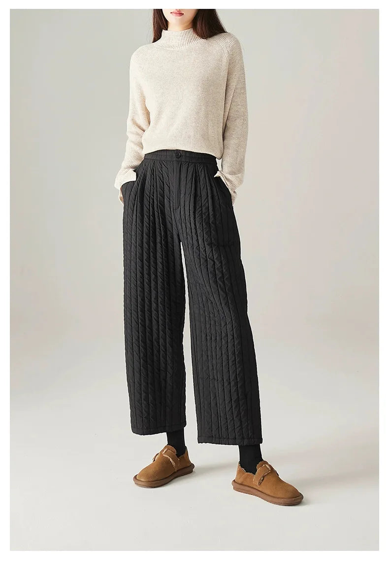 Daria Quilted Wide-Leg Pants