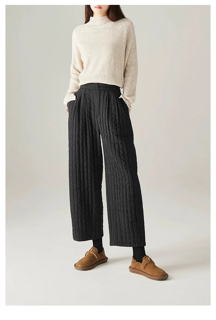 Daria Quilted Wide-Leg Pants