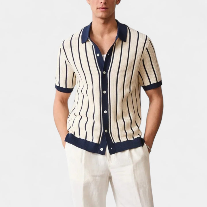Lucien Vertical Stripe Knit Shirt