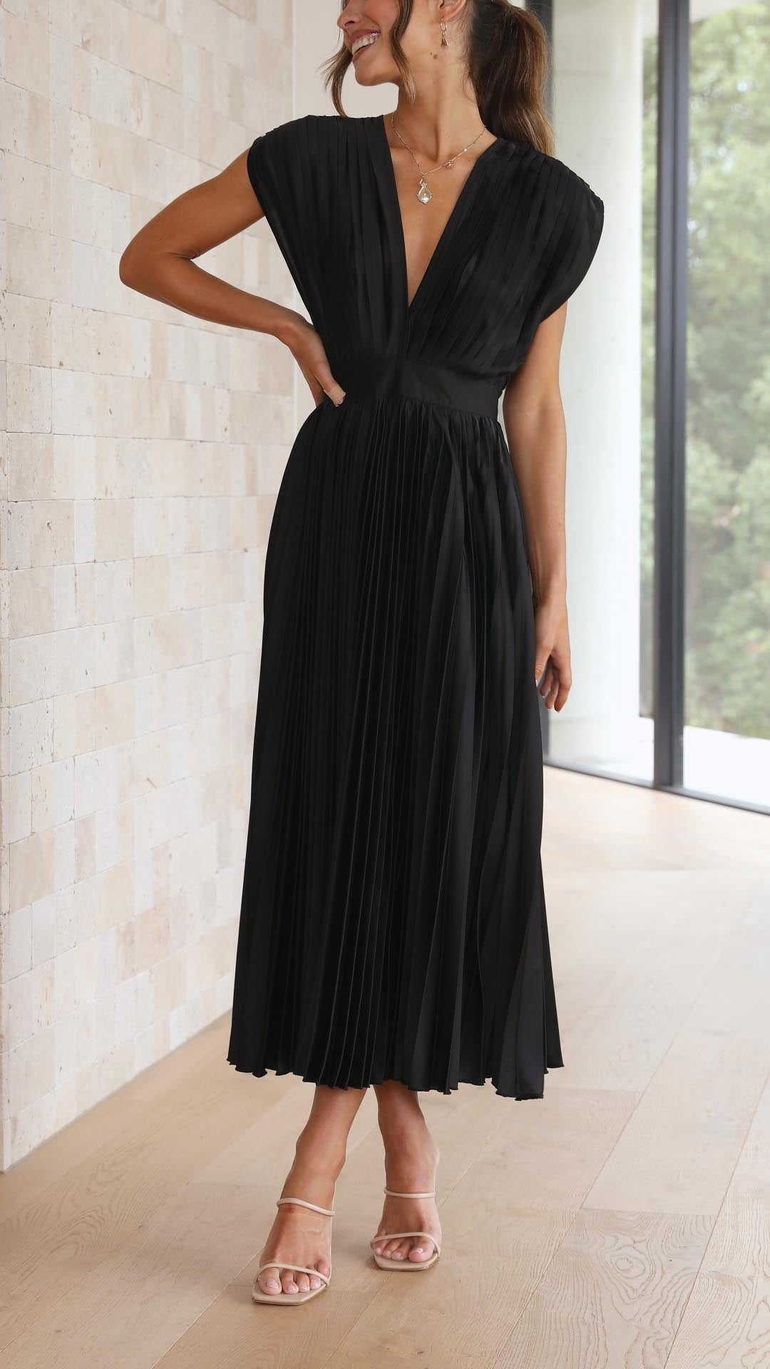 Maria Pleated Occasion Maxi Dress