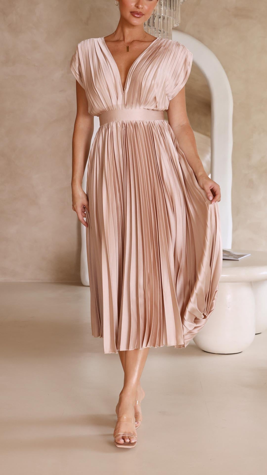 Maria Pleated Occasion Maxi Dress