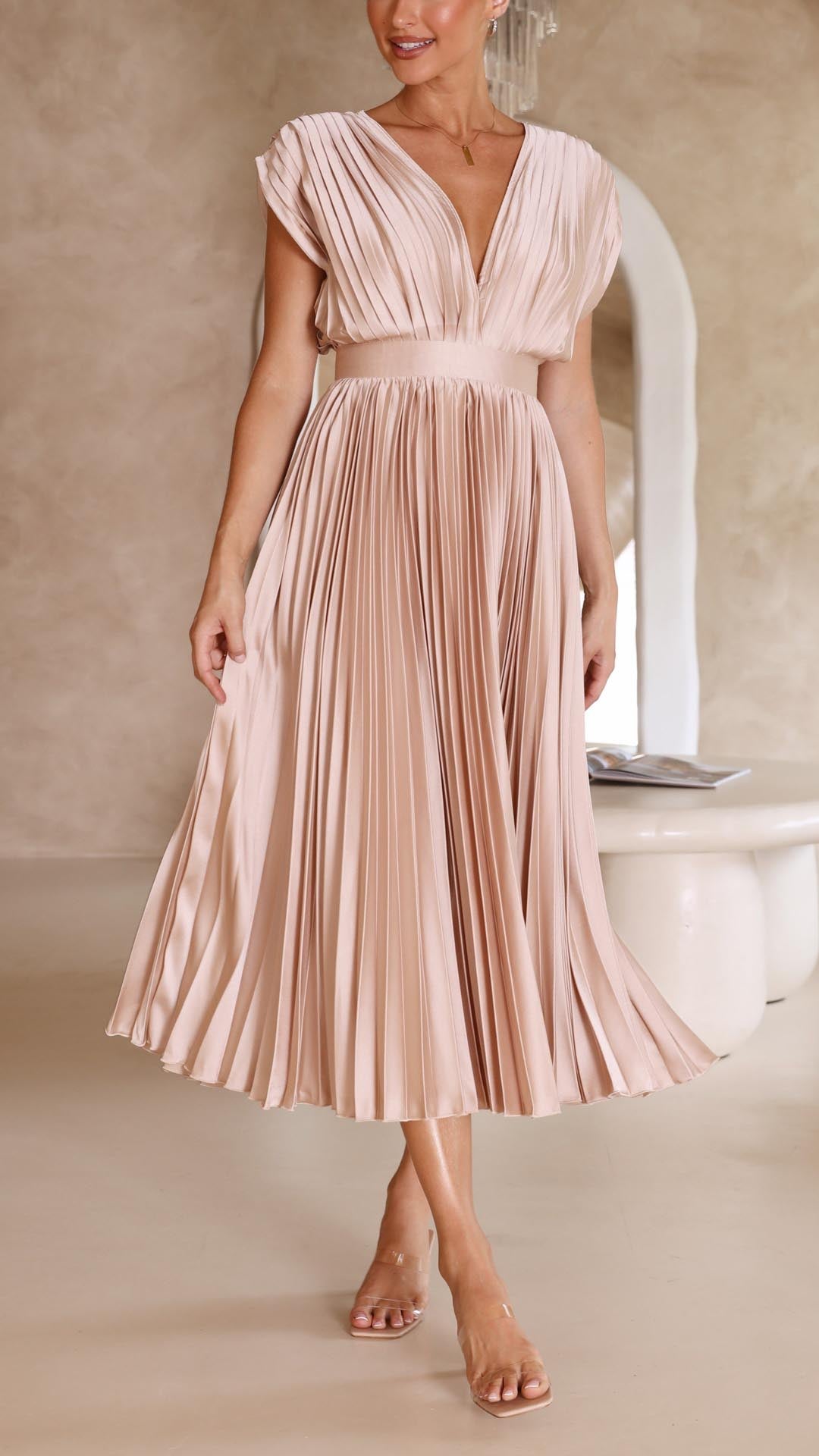 Maria Pleated Occasion Maxi Dress