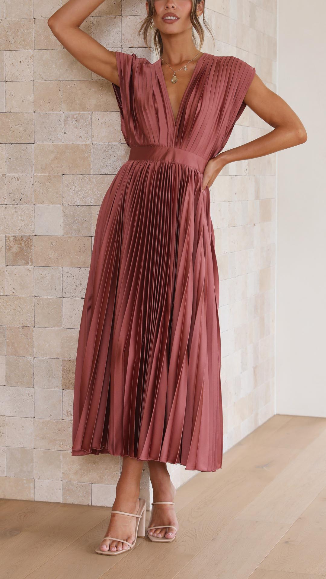 Maria Pleated Occasion Maxi Dress