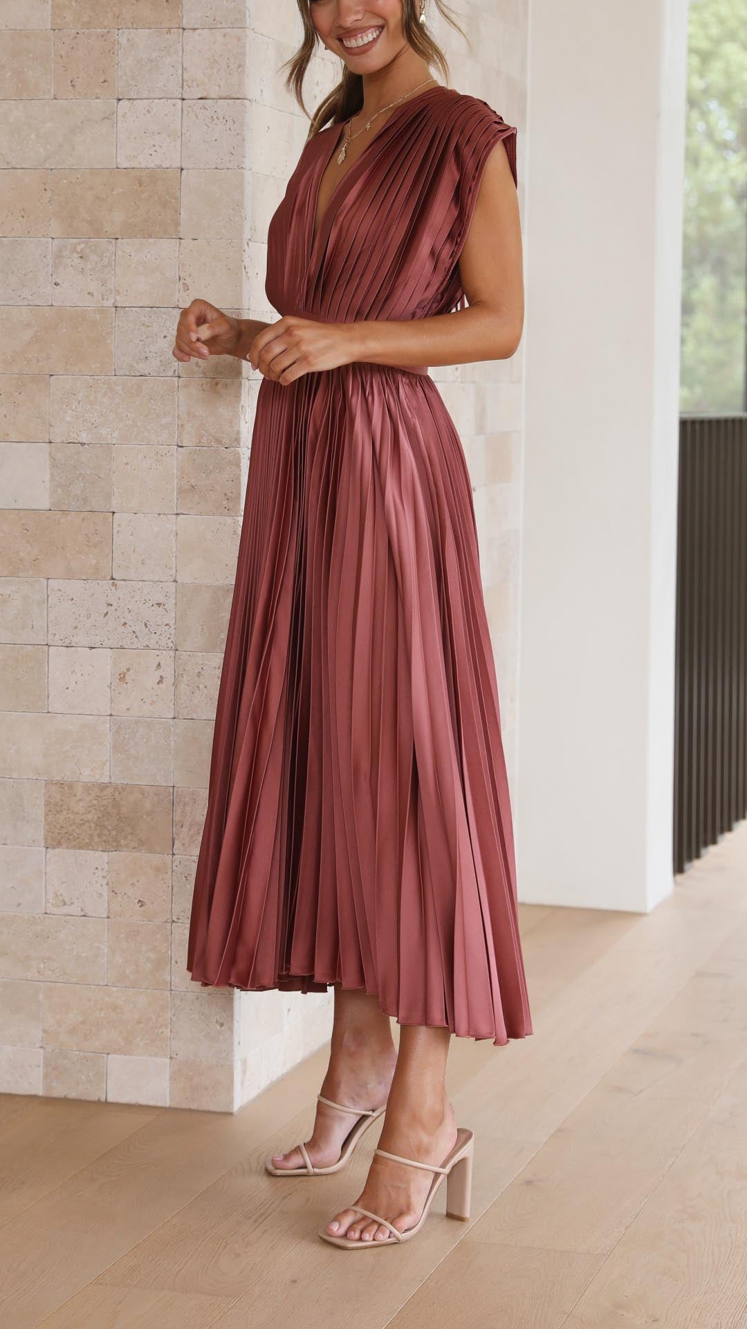 Maria Pleated Occasion Maxi Dress