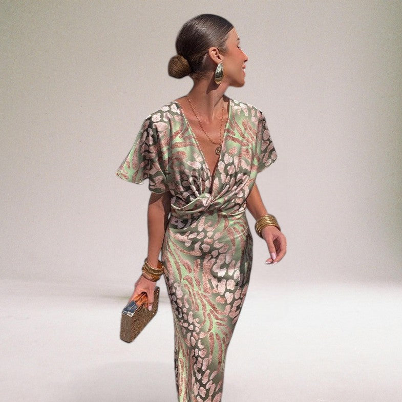 Elena Twist Neck Maxi Dress