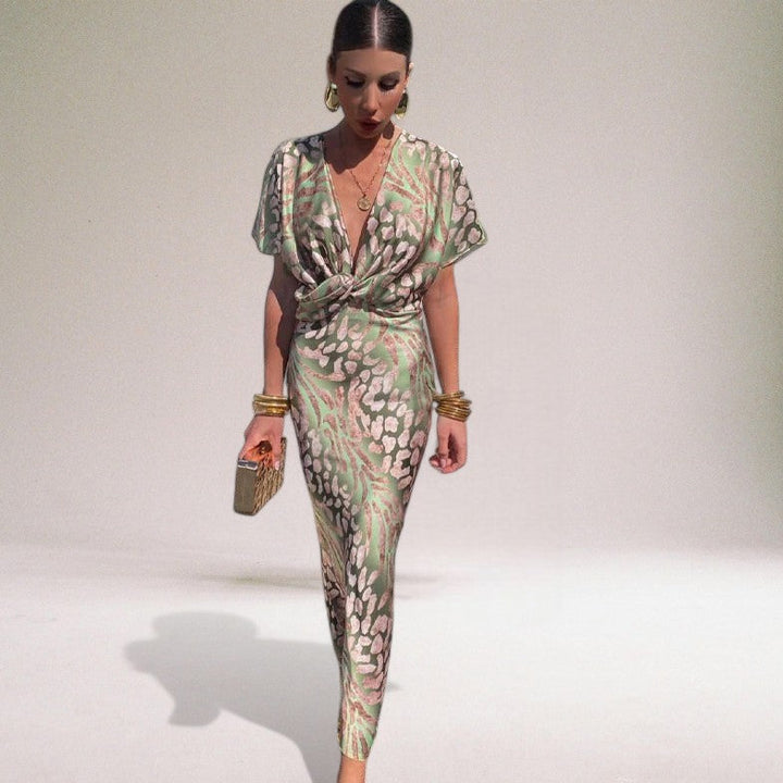 Elena Twist Neck Maxi Dress