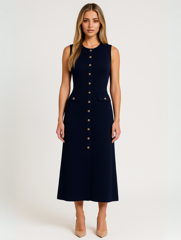 Marilyn Button Midi Knit Dress