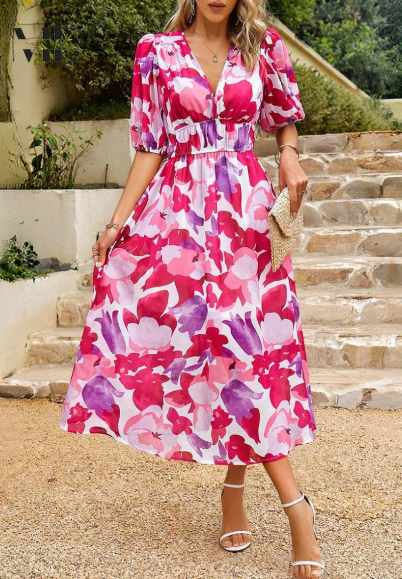 Monica Floral Print Midi Dress