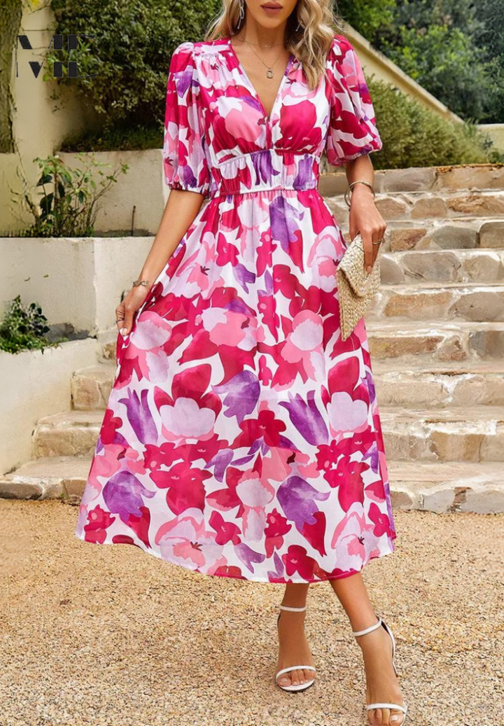 Monica Floral Print Midi Dress