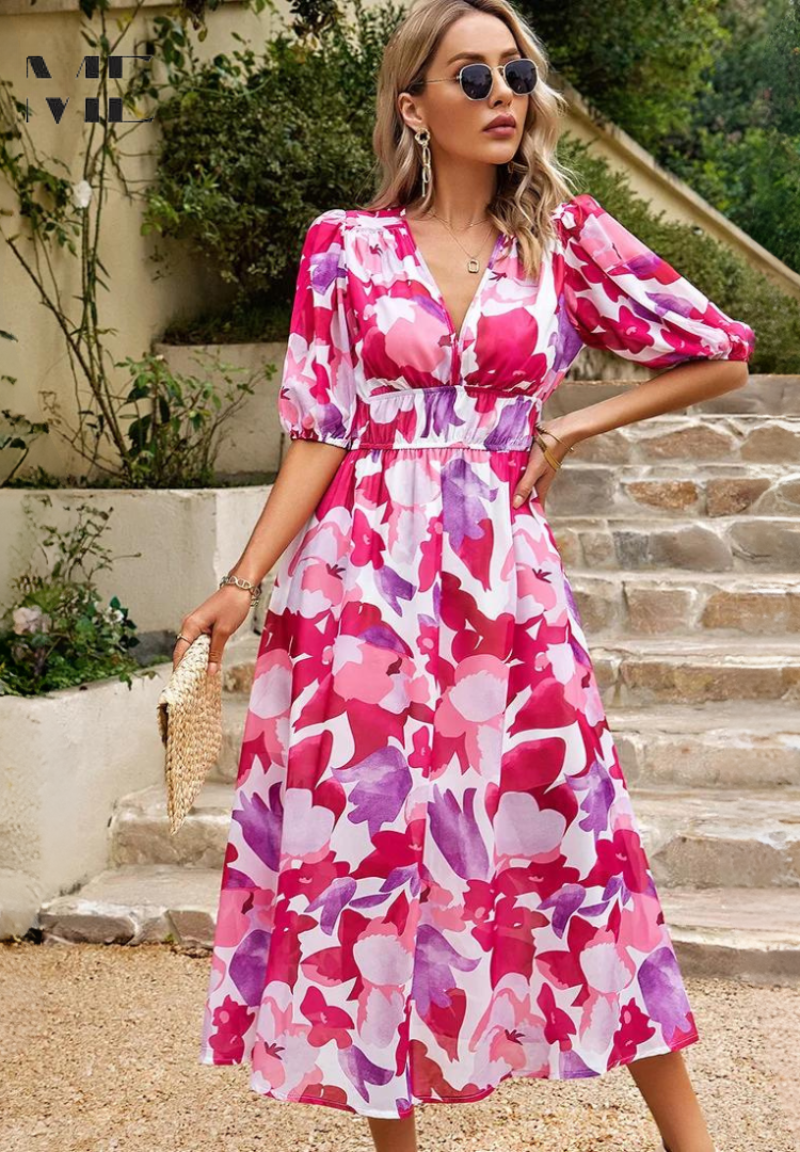 Monica Floral Print Midi Dress