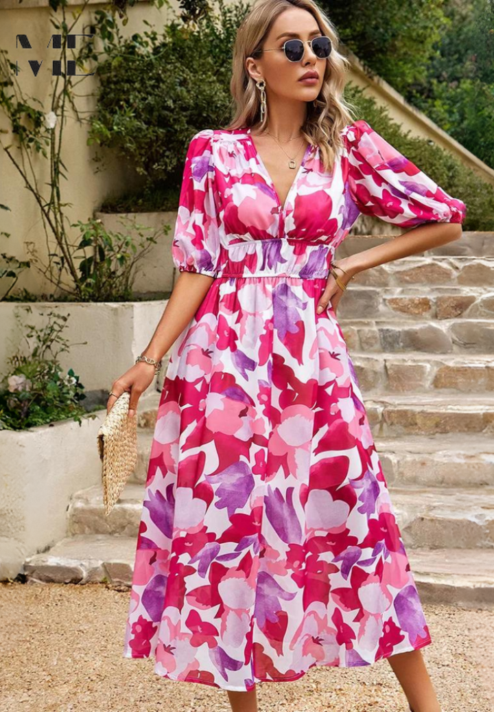 Monica Floral Print Midi Dress