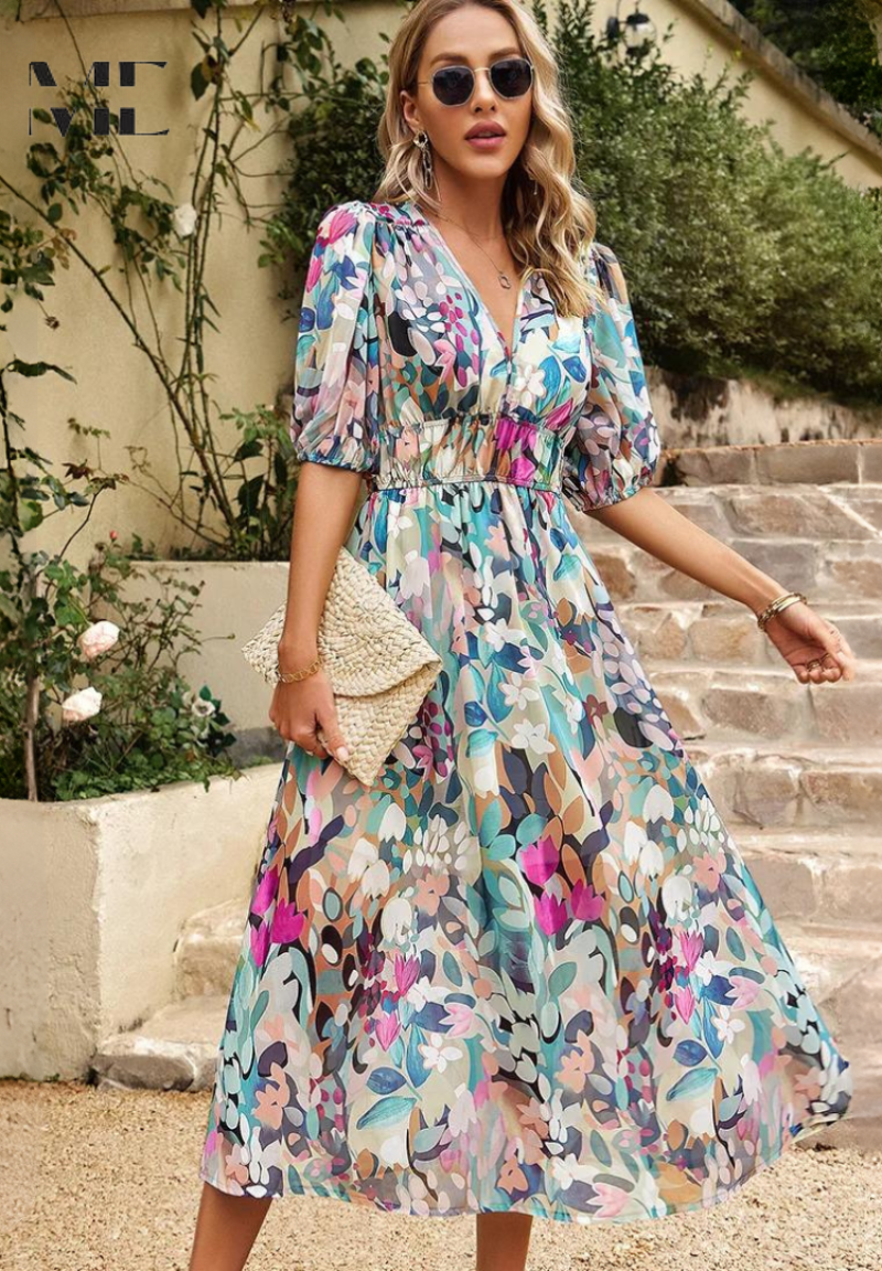 Monica Floral Print Midi Dress