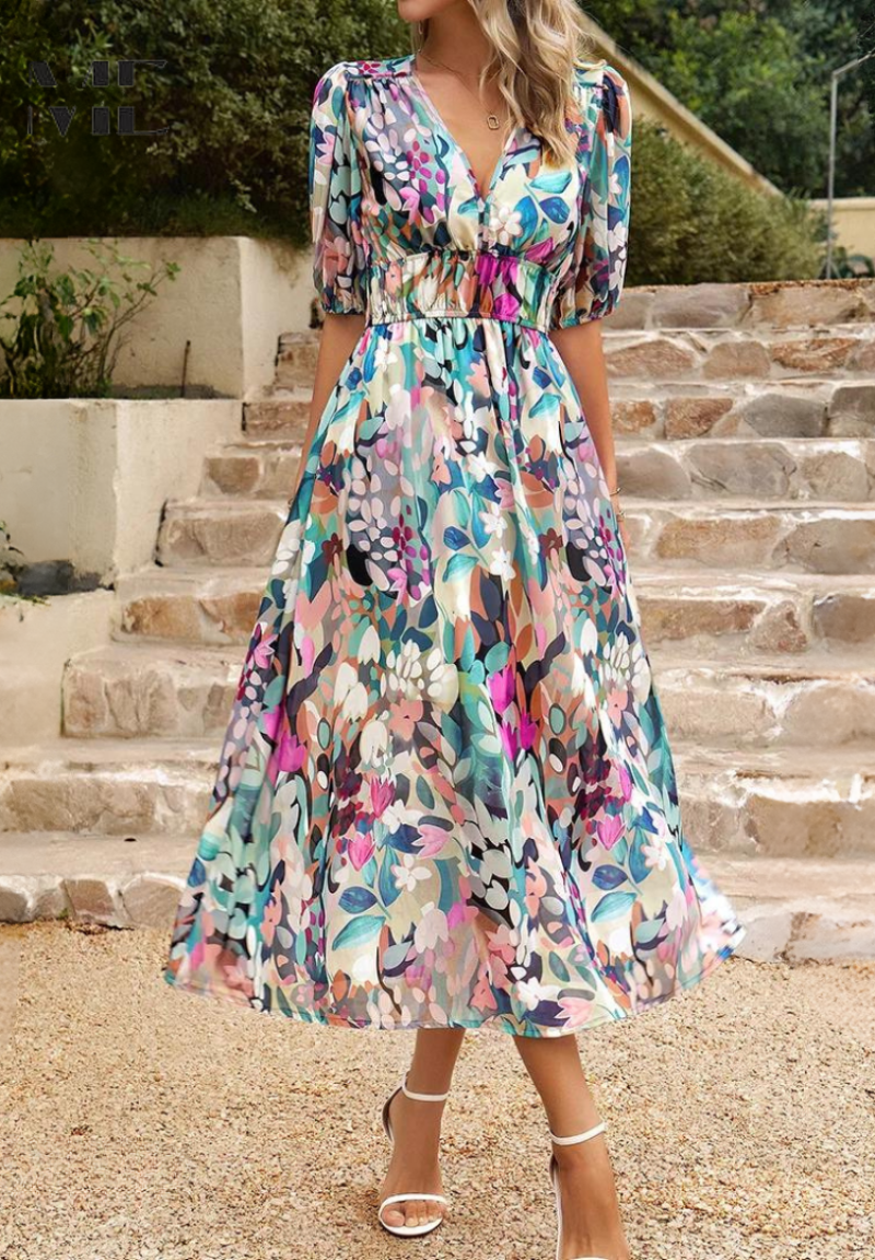 Monica Floral Print Midi Dress