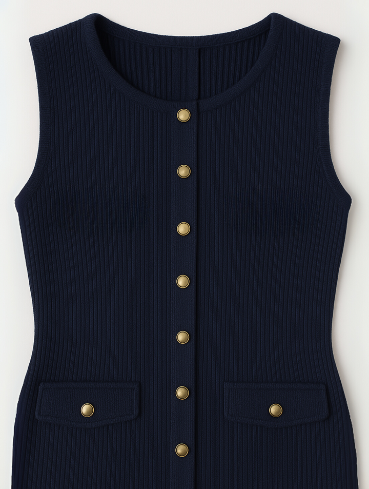 Marilyn Button Midi Knit Dress