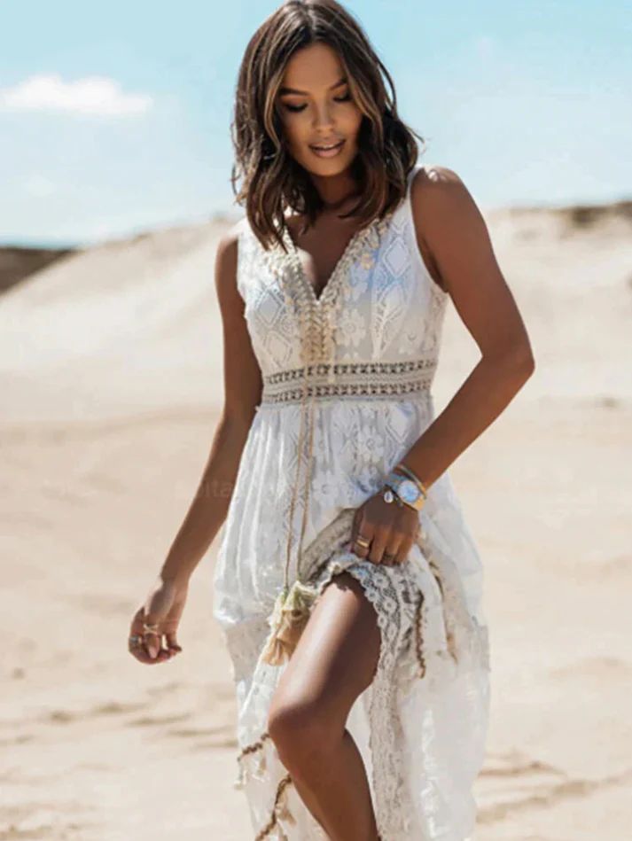 Margot Boho Drawstring Maxi Dress