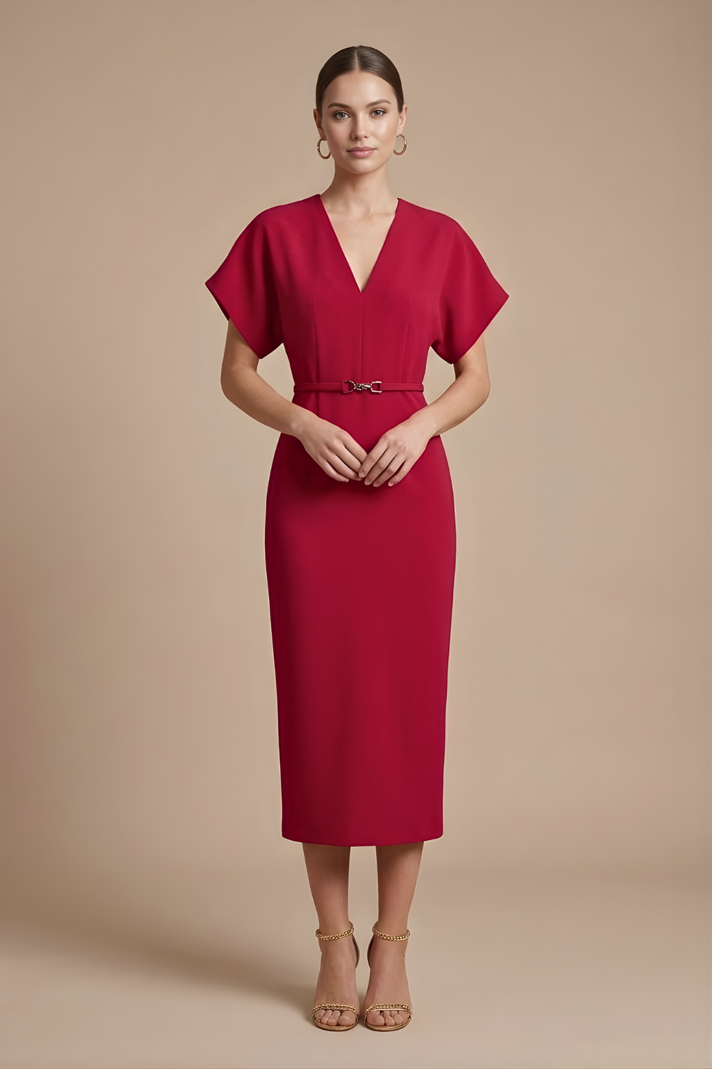 Soraya Belted Batwing Midi Dress