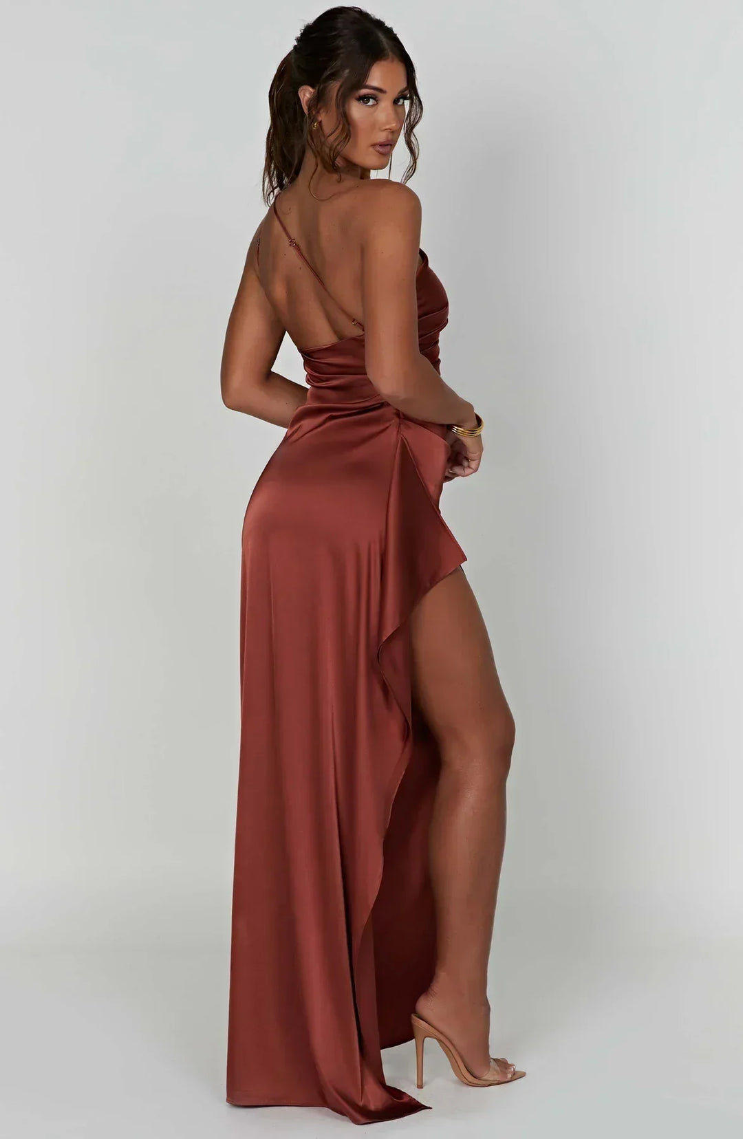 Selene Asymmetric Evening Maxi Dress
