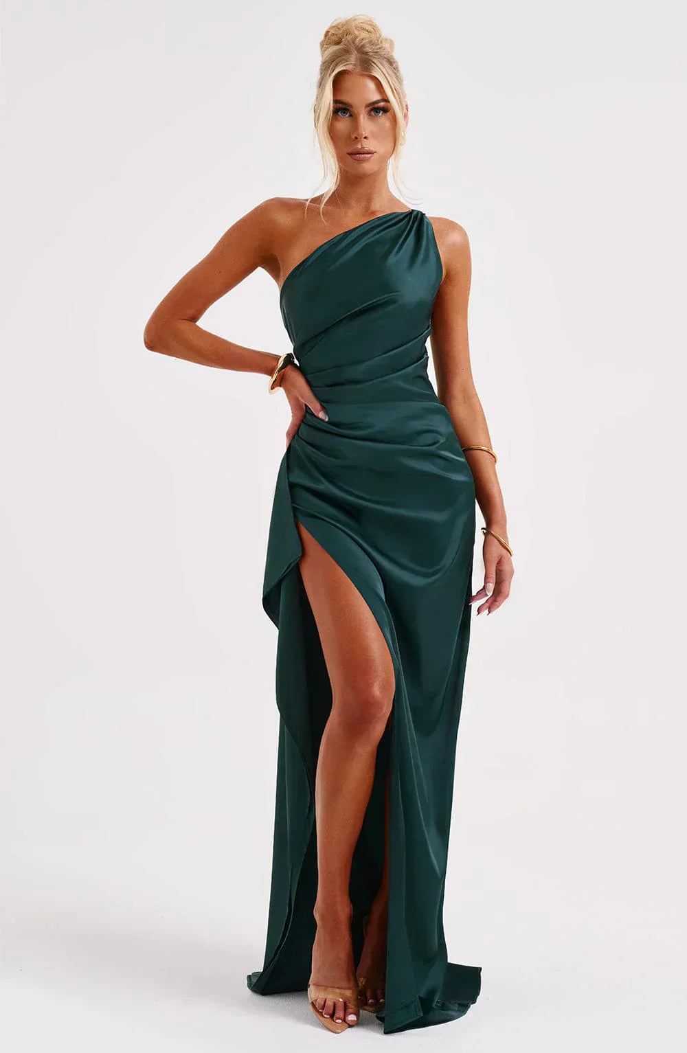 Selene Asymmetric Evening Maxi Dress