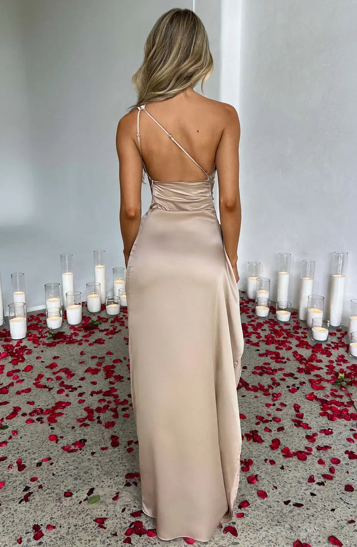 Selene Asymmetric Evening Maxi Dress