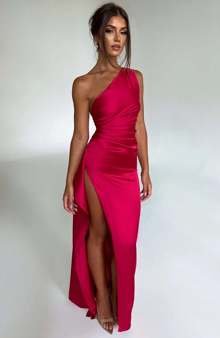 Selene Asymmetric Evening Maxi Dress