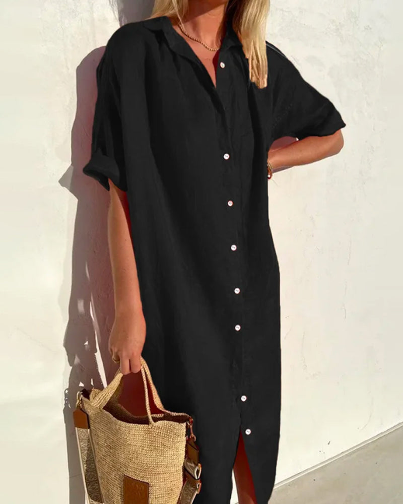 Arietta Button Front Summer Maxi Dress