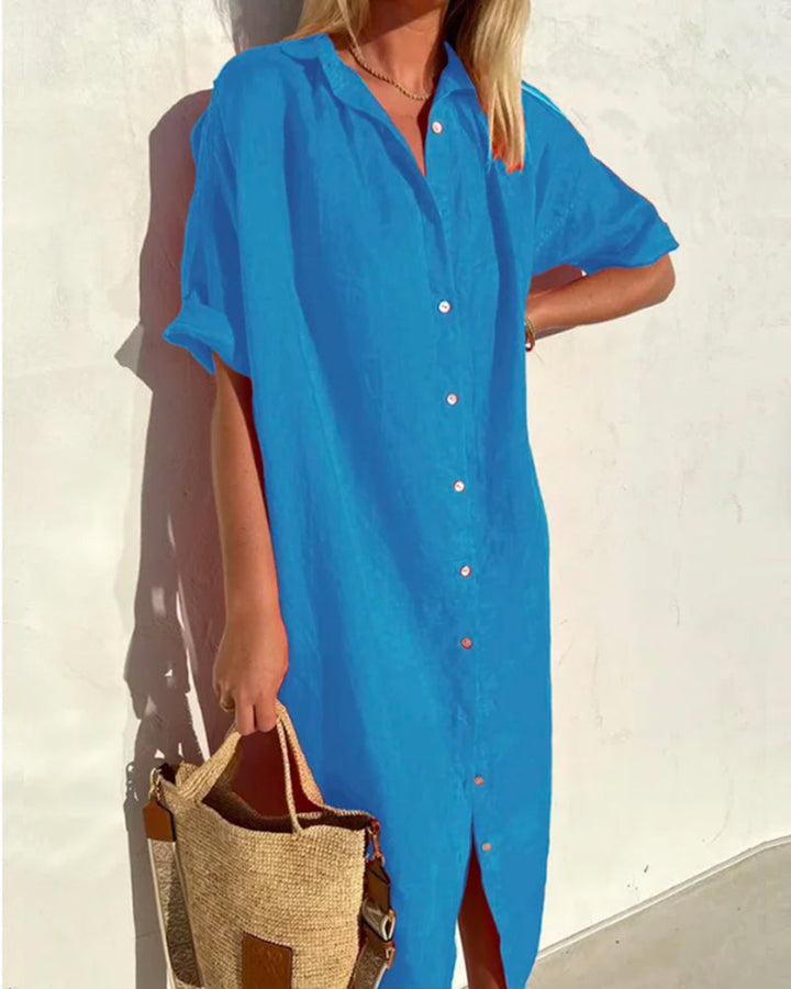 Arietta Button Front Summer Maxi Dress