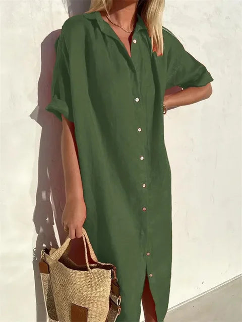 Arietta Button Front Summer Maxi Dress