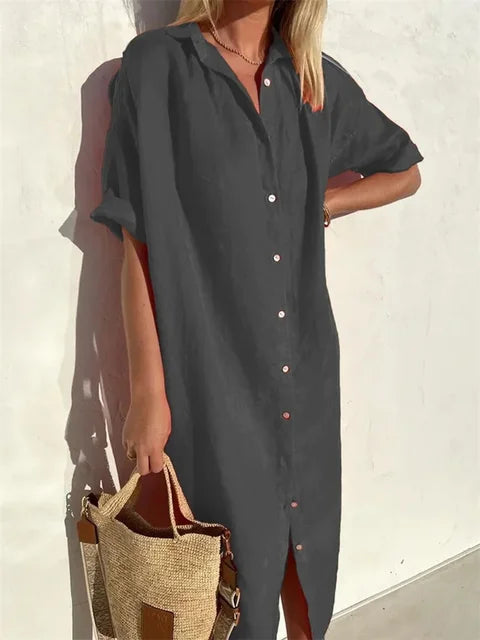Arietta Button Front Summer Maxi Dress
