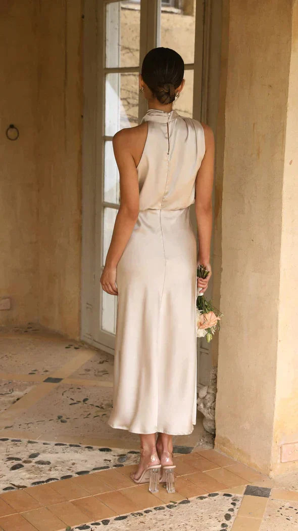 Serenella Draped Halter Midi Dress