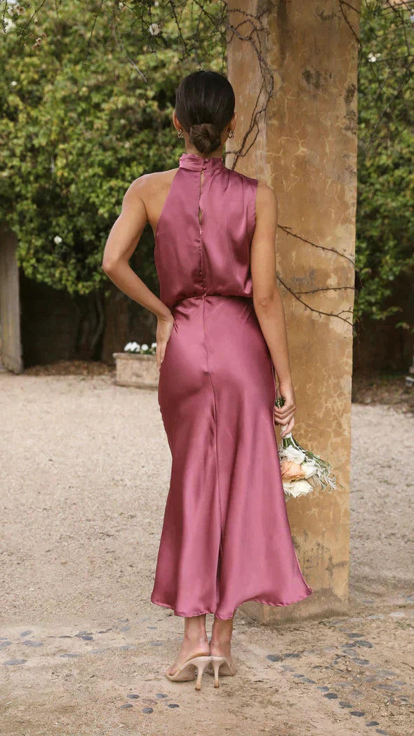 Serenella Draped Halter Midi Dress