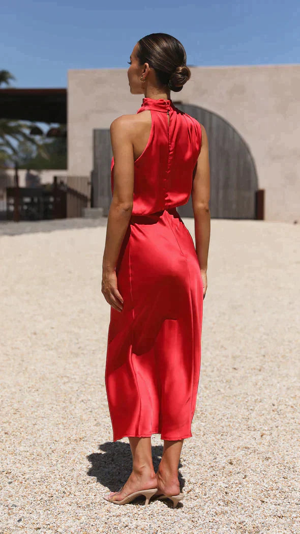 Serenella Draped Halter Midi Dress