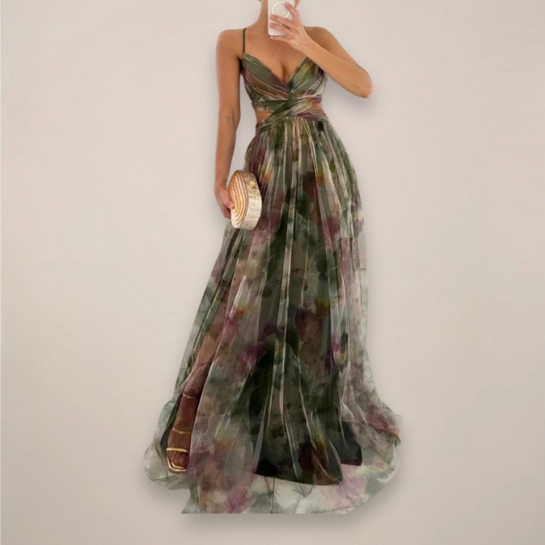 Aria Floral Back Tie Maxi Dress