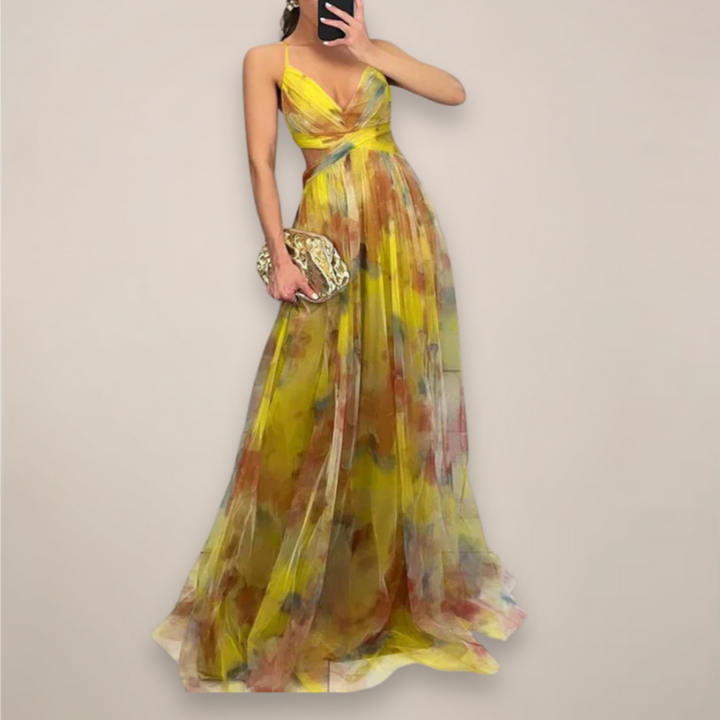 Aria Floral Back Tie Maxi Dress