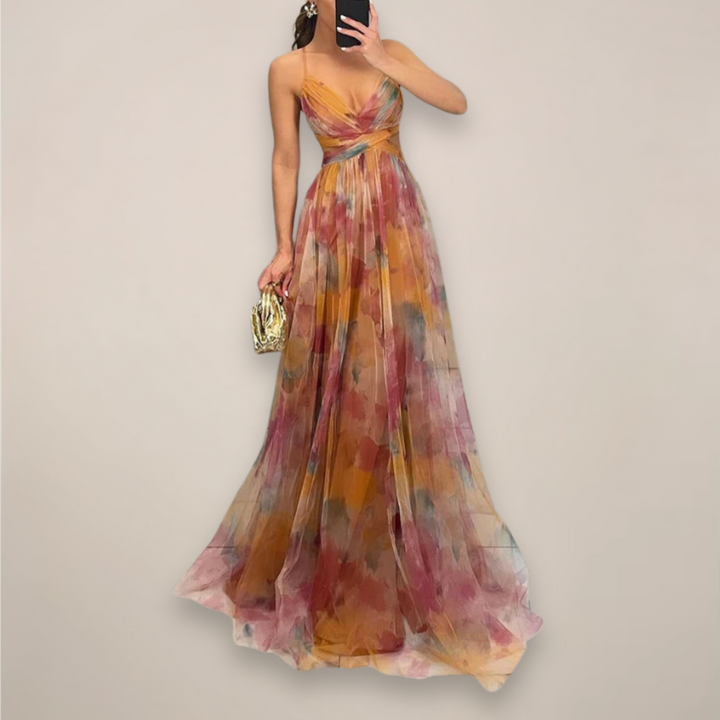 Aria Floral Back Tie Maxi Dress