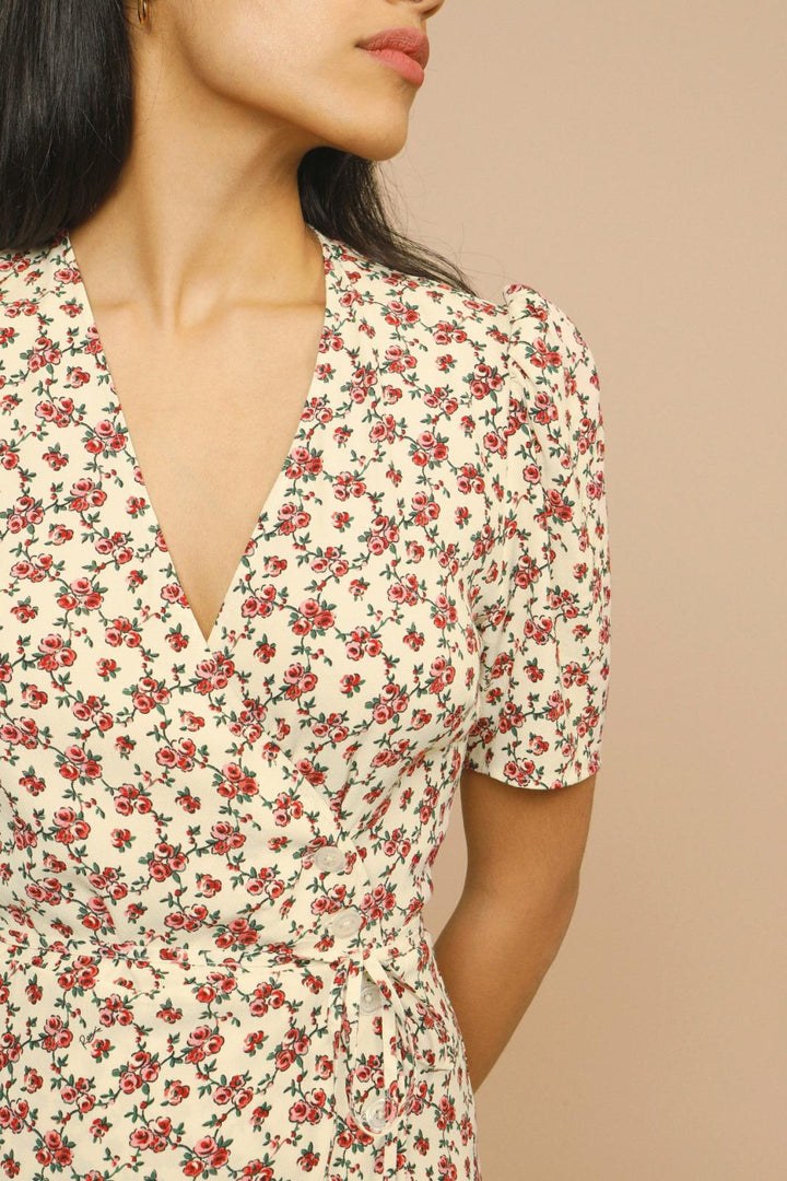 Violetta Floral V Neck Midi Dress