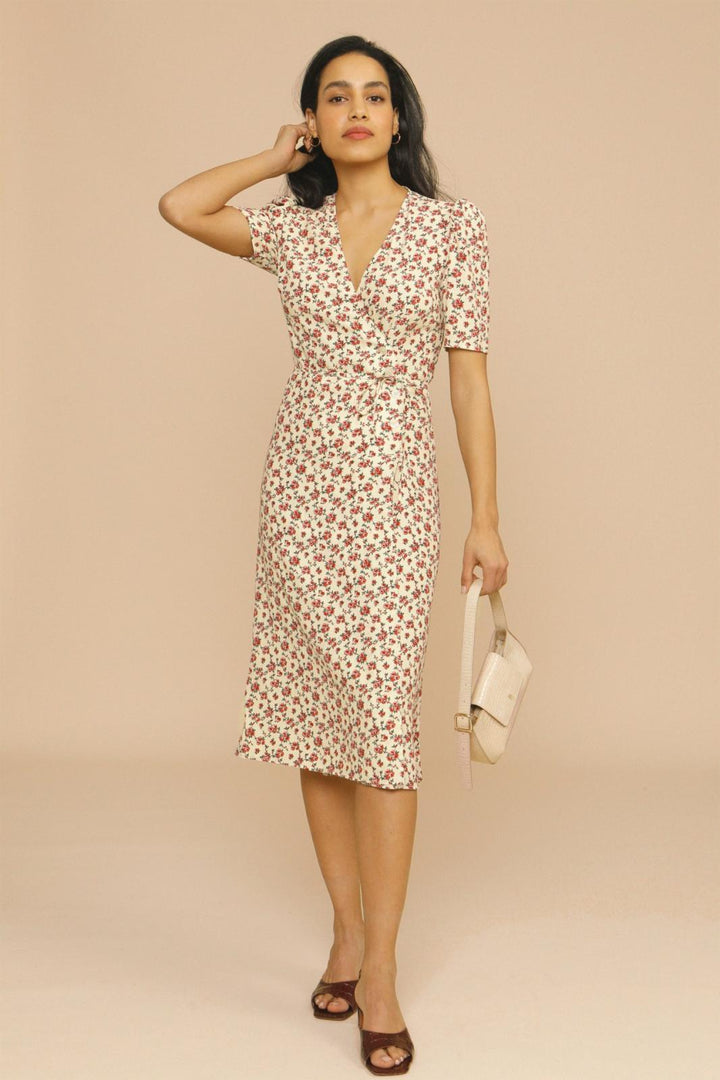 Violetta Floral V Neck Midi Dress