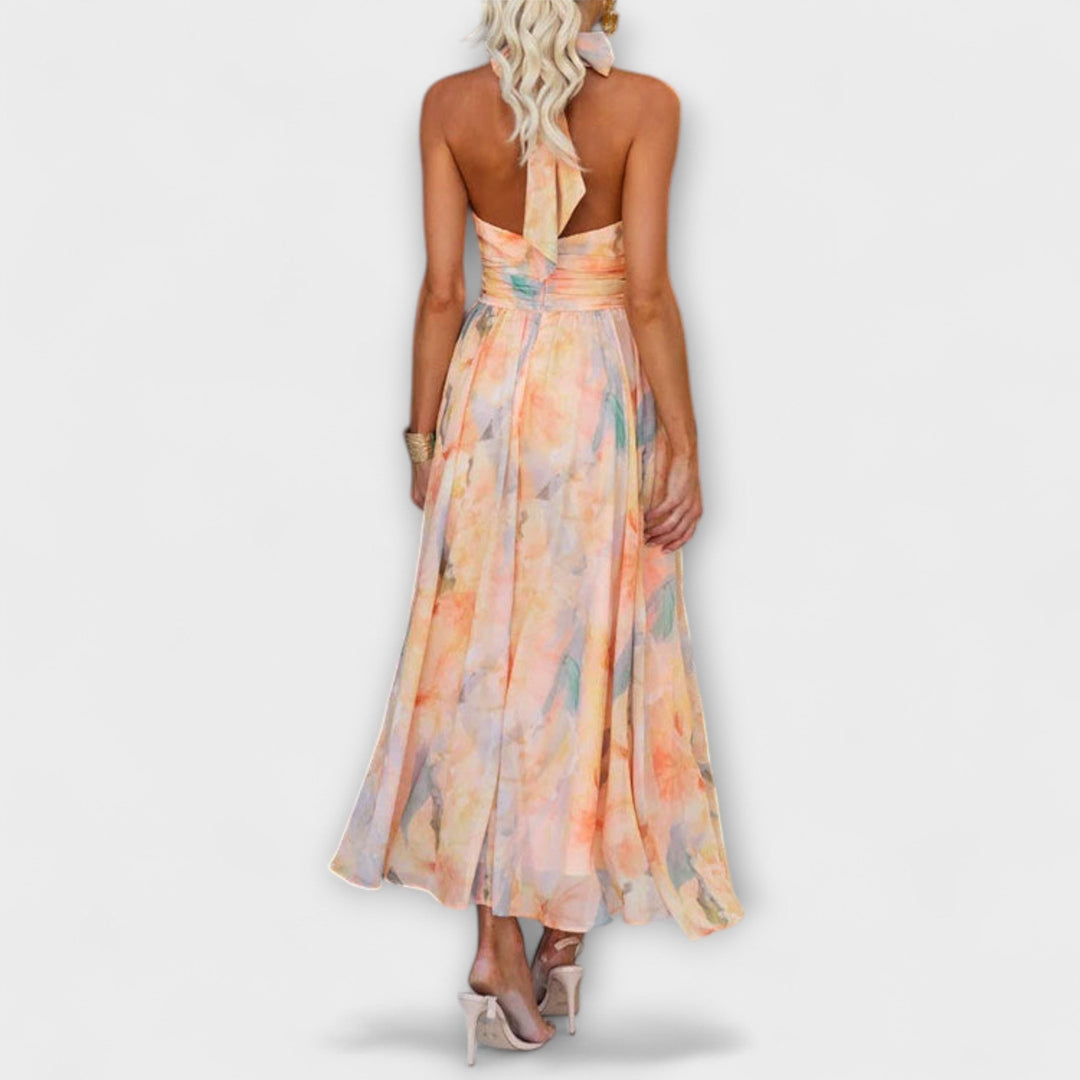 Aria Watercolour Halter Maxi Dress