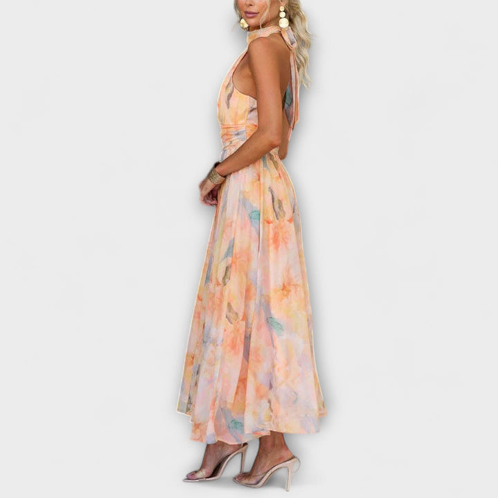 Aria Watercolour Halter Maxi Dress