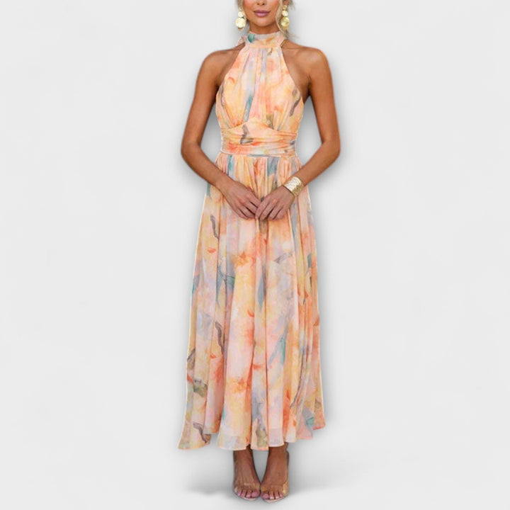Aria Watercolour Halter Maxi Dress