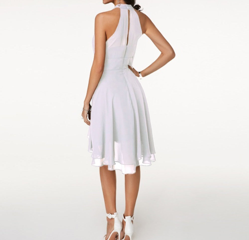 Corinna Ruffle Halter Midi Dress