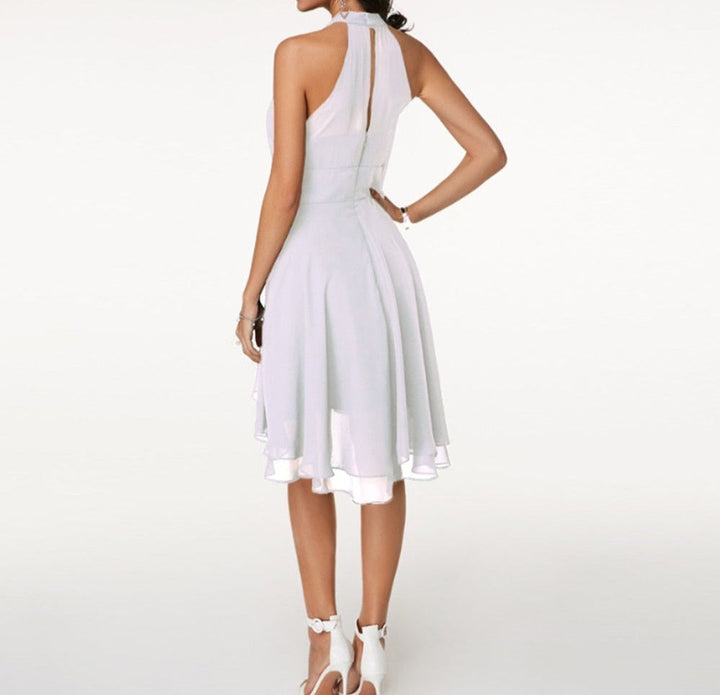 Corinna Ruffle Halter Midi Dress