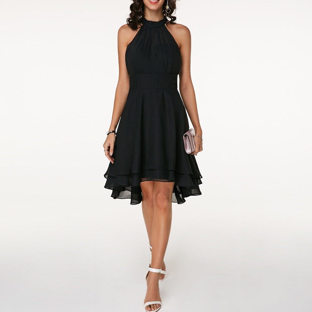Corinna Ruffle Halter Midi Dress