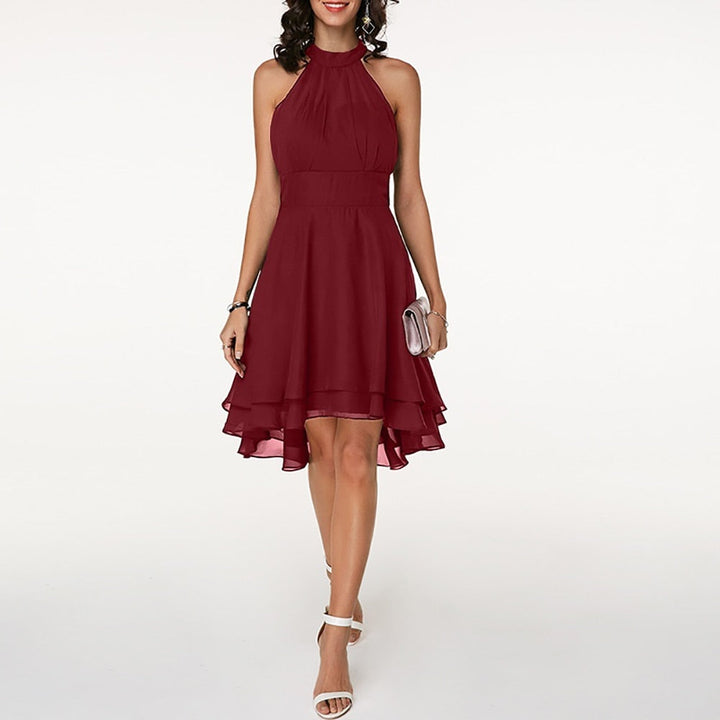 Corinna Ruffle Halter Midi Dress