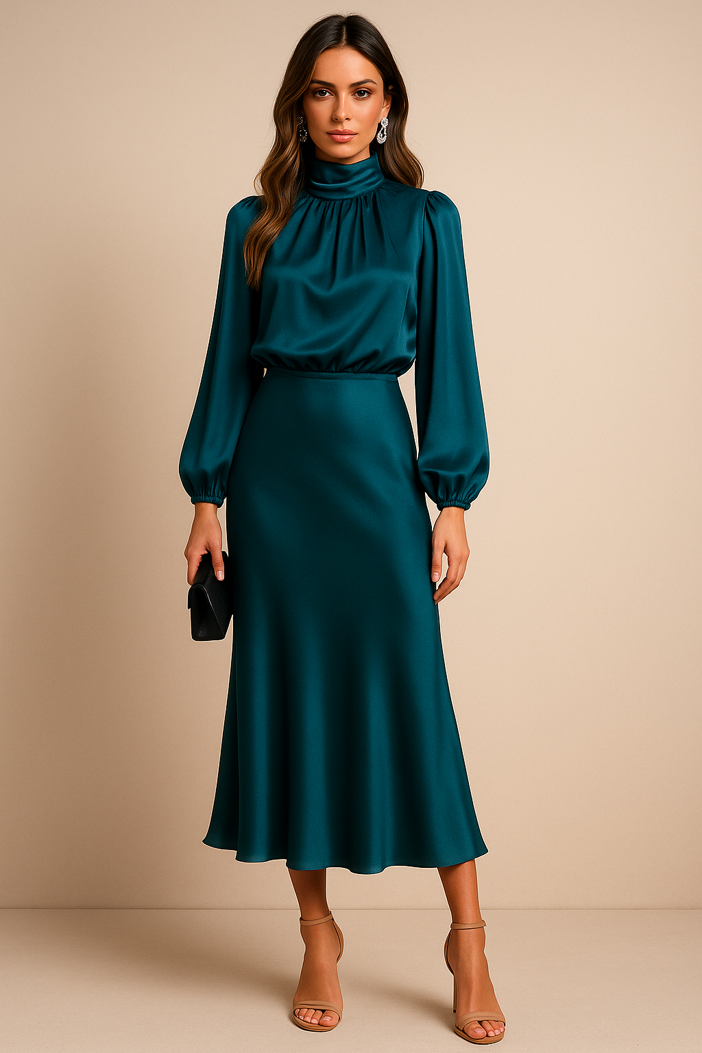 Eleanora High Neck Midi Dress