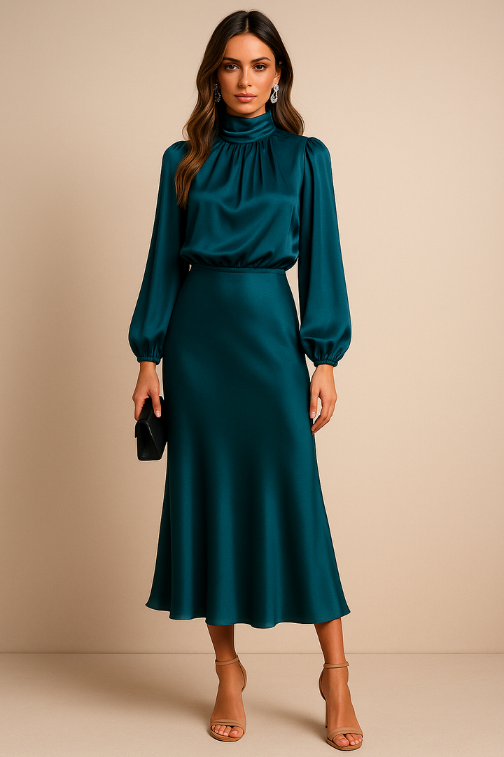 Eleanora High Neck Midi Dress