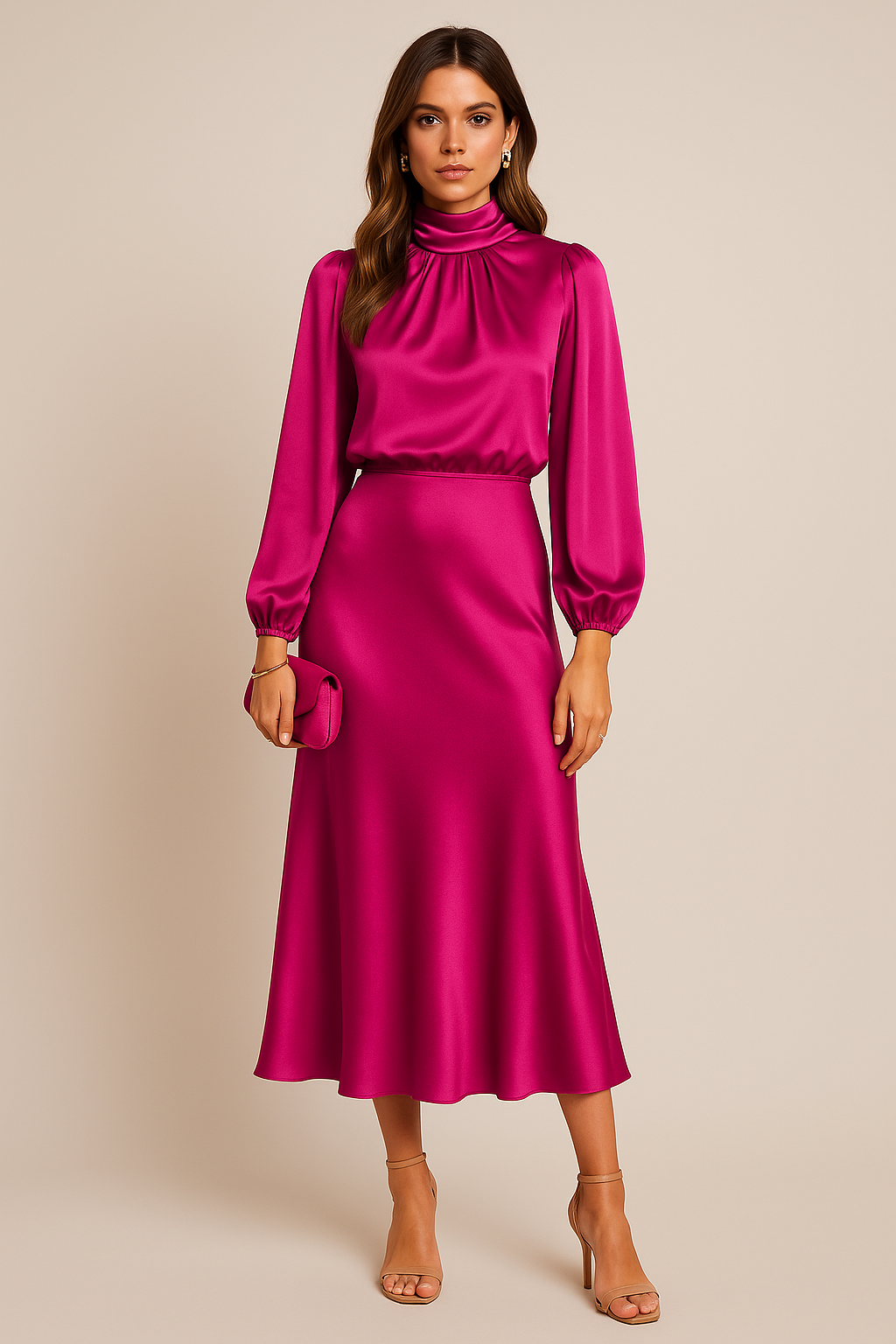 Eleanora High Neck Midi Dress