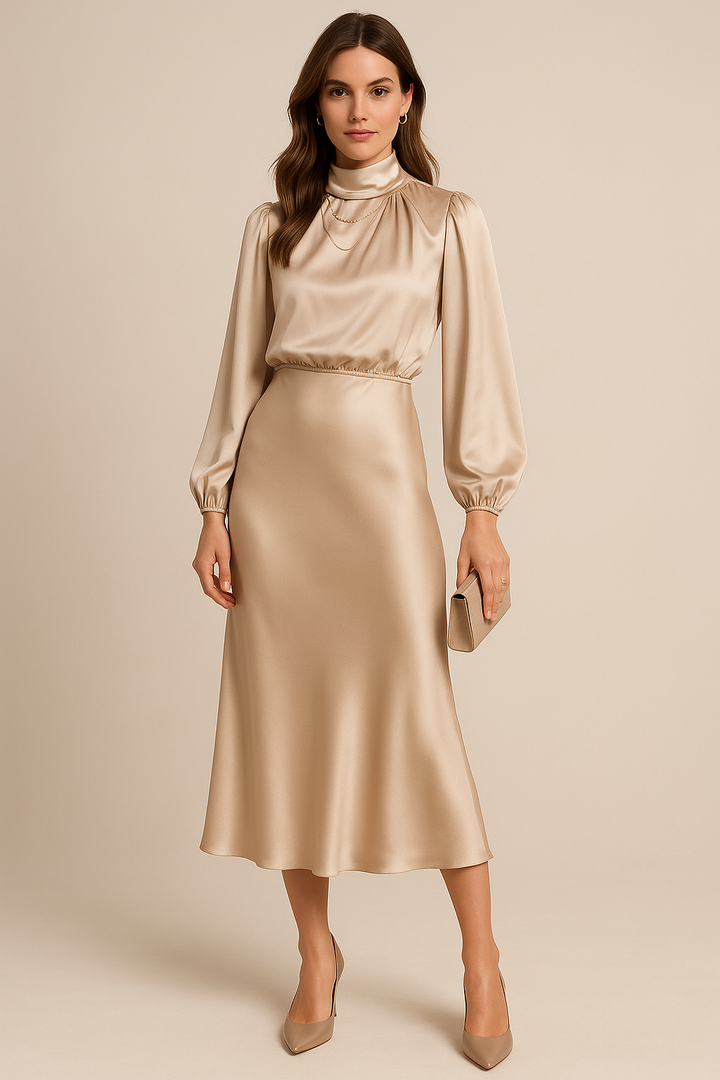 Eleanora High Neck Midi Dress